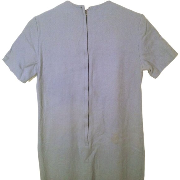 Vintage 60s Handmade Shift Dress Lady(8) Wool Zipper-Back Bodice-Yoke SSL Purple - Picture 8 of 11